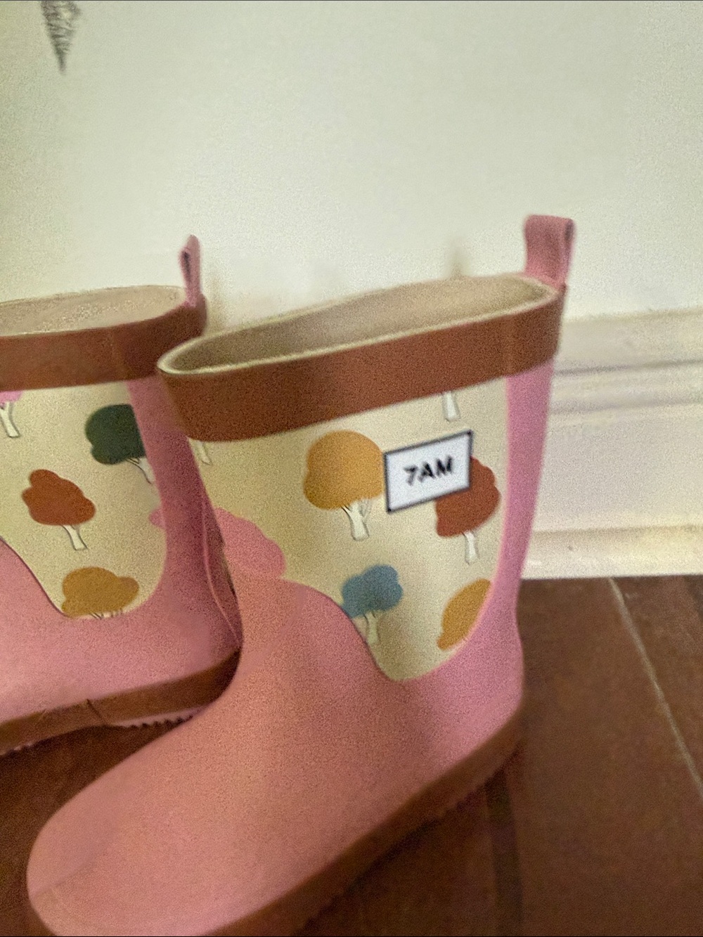 Kids Pink Waterproof Rain Boots with Tree Motif - Picture 8 of 9
